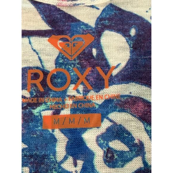Roxy Tank Top White Blue Purple Pattern V‑Neck Scoop Back M NWT - Picture 6 of 10